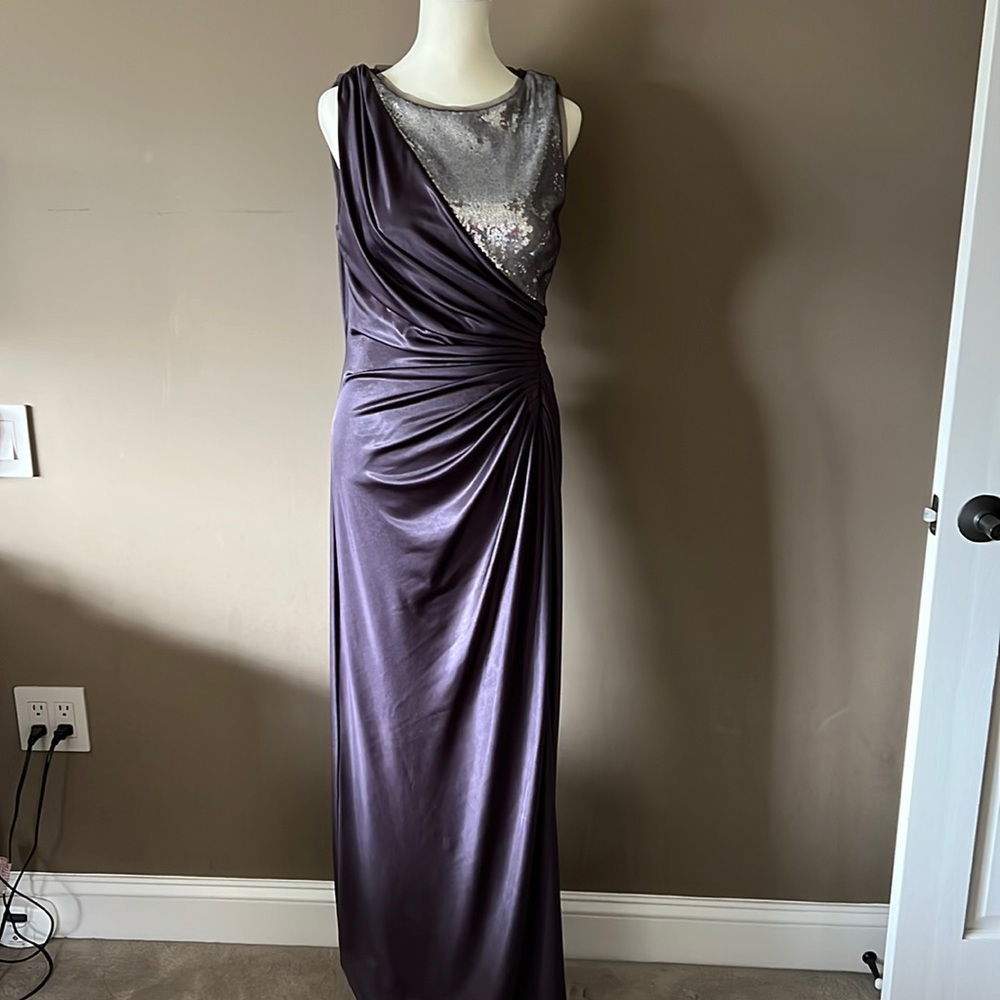 Purple evening dress with sequins detail